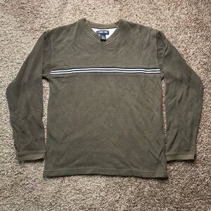Cherokee green stripe vneck sweater